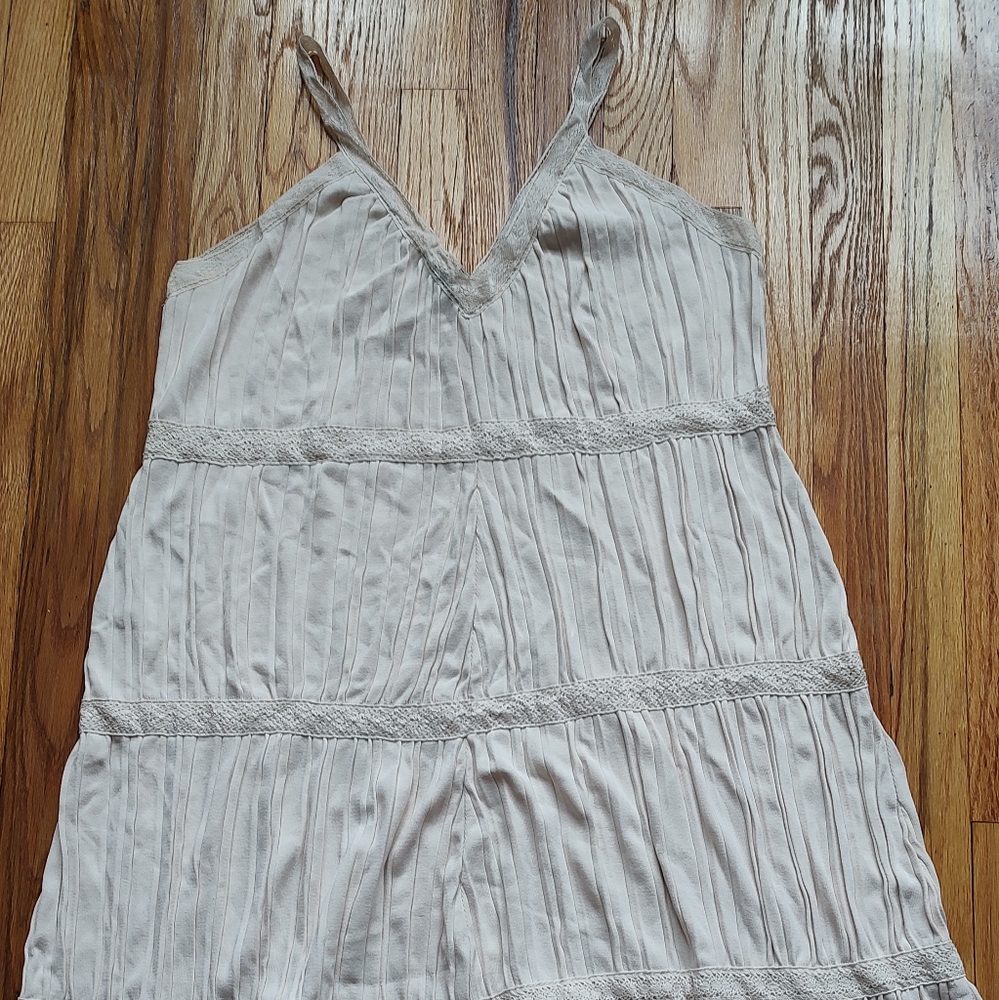 ZARA BANDAGE Knit Pleated Midi Dress Ivory Stretch Sleeveless V Neck Viscose L - Picture 13 of 16